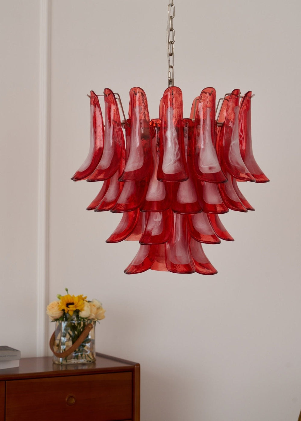 Crimson Glass Petals Chandelier