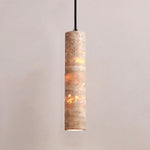 Cylindrical Travertine Pendant Light