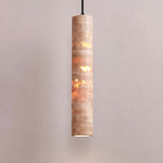 Cylindrical Travertine Pendant Light
