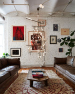 Orbit Brass Glass Drop Chandelier – Hand-Blown Multi-Head