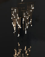 Orbit Brass Glass Drop Chandelier – Hand-Blown Multi-Head