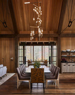 Orbit Brass Glass Drop Chandelier – Hand-Blown Multi-Head
