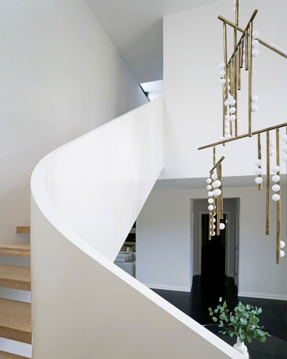 Orbit Brass Glass Drop Chandelier – Hand-Blown Multi-Head