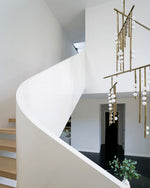 Orbit Brass Glass Drop Chandelier – Hand-Blown Multi-Head
