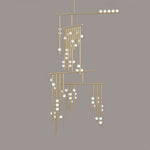 Orbit Brass Glass Drop Chandelier – Hand-Blown Multi-Head