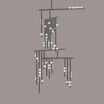 Orbit Brass Glass Drop Chandelier – Hand-Blown Multi-Head
