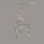 Orbit Brass Glass Drop Chandelier – Hand-Blown Multi-Head