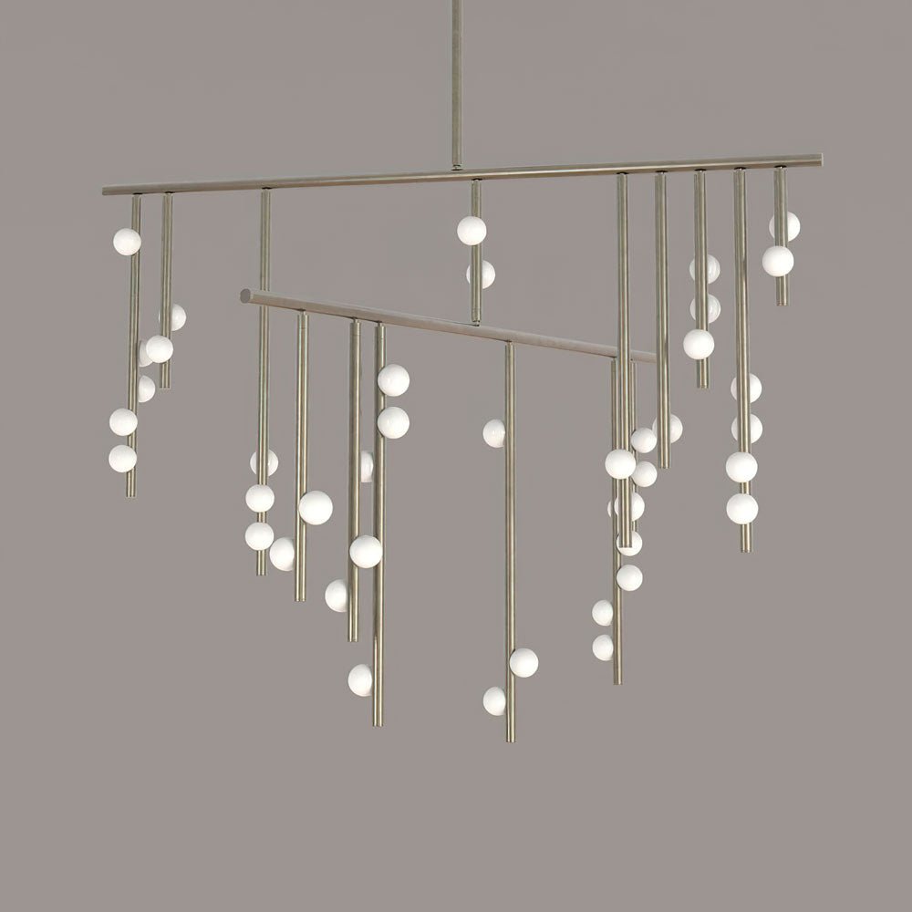 Orbit Brass Glass Drop Chandelier – Hand-Blown Multi-Head