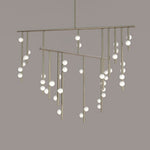 Orbit Brass Glass Drop Chandelier – Hand-Blown Multi-Head