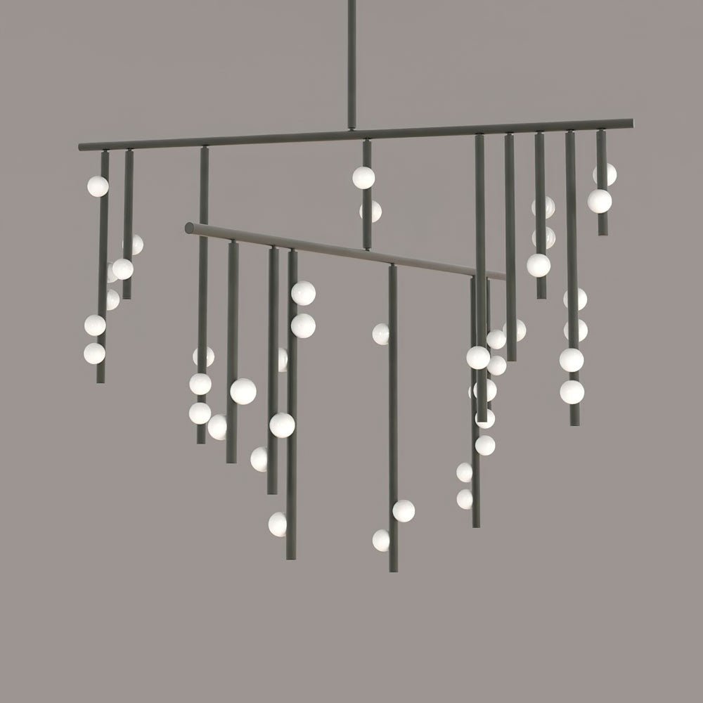 Orbit Brass Glass Drop Chandelier – Hand-Blown Multi-Head