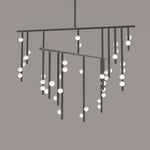 Orbit Brass Glass Drop Chandelier – Hand-Blown Multi-Head