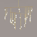 Orbit Brass Glass Drop Chandelier – Hand-Blown Multi-Head