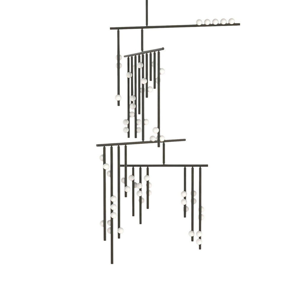 Orbit Brass Glass Drop Chandelier – Hand-Blown Multi-Head