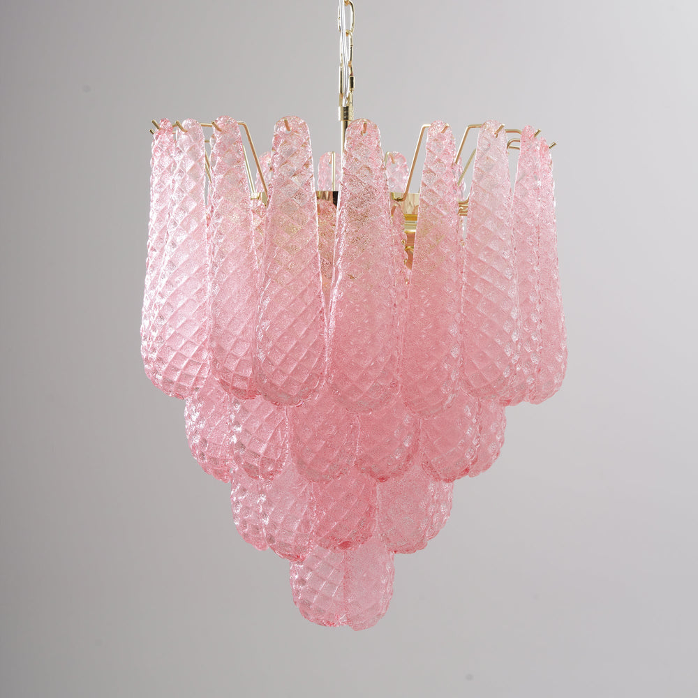 Pink Glass Droplet Chandelier