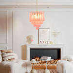 Pink Glass Droplet Chandelier