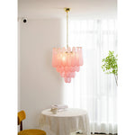 Pink Glass Droplet Chandelier