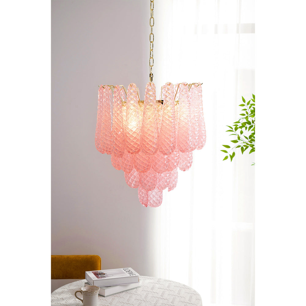Pink Glass Droplet Chandelier