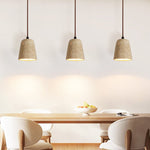 Earthy Travertine Cone Pendant Light