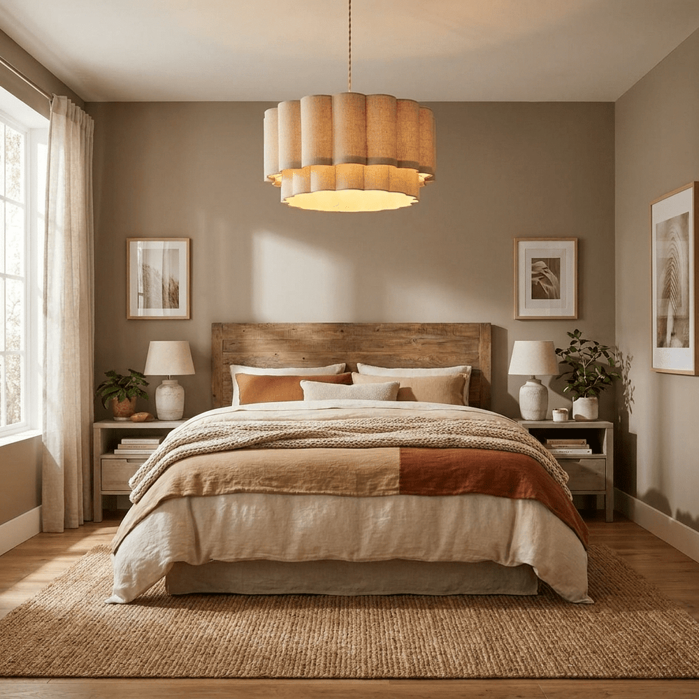 Fabric Petal Cylinder Pendant Lamp