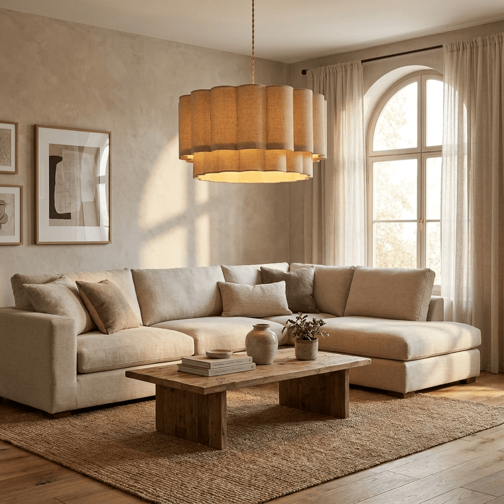 Fabric Petal Cylinder Pendant Lamp