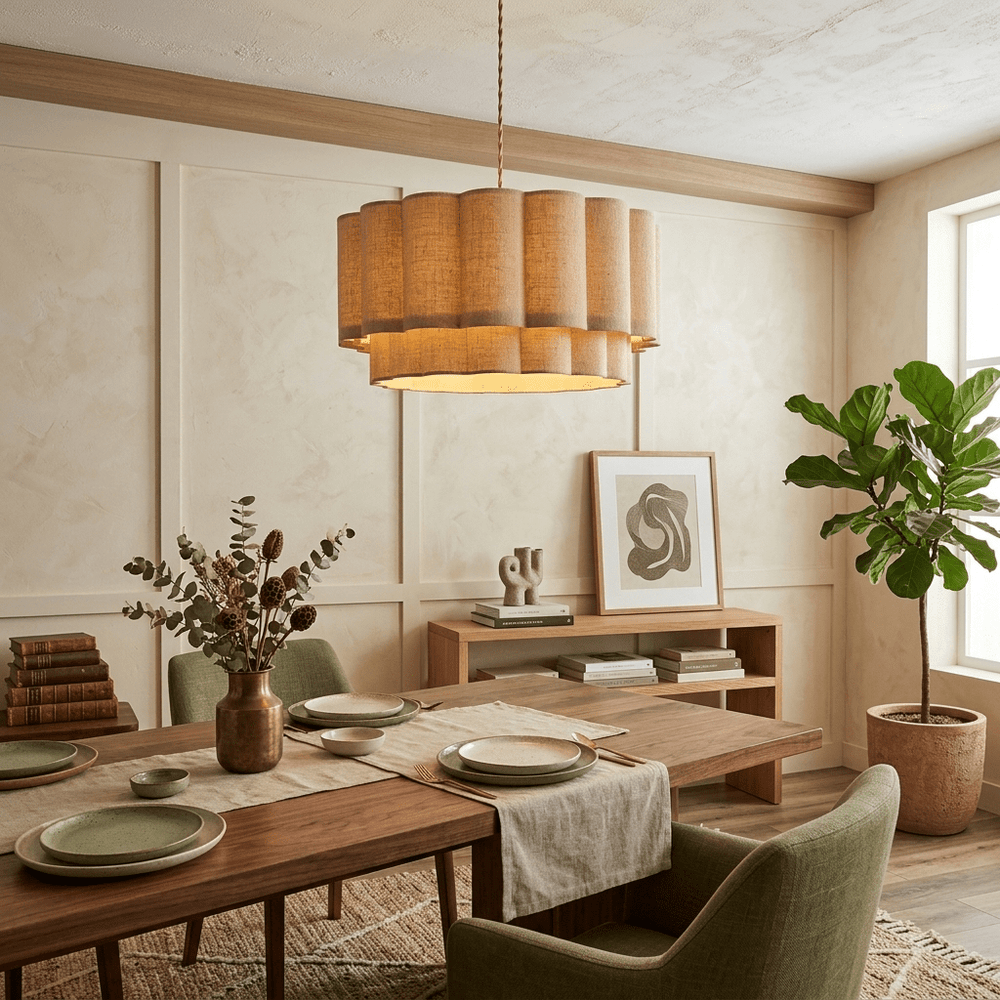 Fabric Petal Cylinder Pendant Lamp