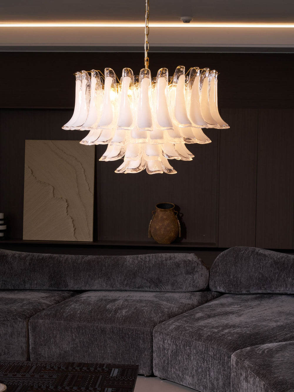 Fiora Pink Glass Chandelier