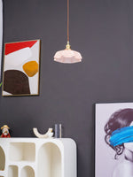 French Fleur Swag Pendant Light – Pleated Glass, Plug-In Antique Brass