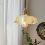 French Fleur Swag Pendant Light – Pleated Glass, Plug-In Antique Brass