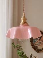 French Fleur Swag Pendant Light – Pleated Glass, Plug-In Antique Brass