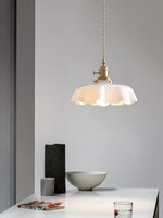 French Fleur Swag Pendant Light – Pleated Glass, Plug-In Antique Brass