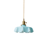 French Fleur Swag Pendant Light – Pleated Glass, Plug-In Antique Brass