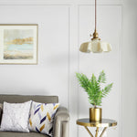 French Fleur Swag Pendant Light – Pleated Glass, Plug-In Antique Brass