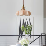 French Fleur Swag Pendant Light – Pleated Glass, Plug-In Antique Brass