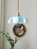 French Fleur Swag Pendant Light – Pleated Glass, Plug-In Antique Brass