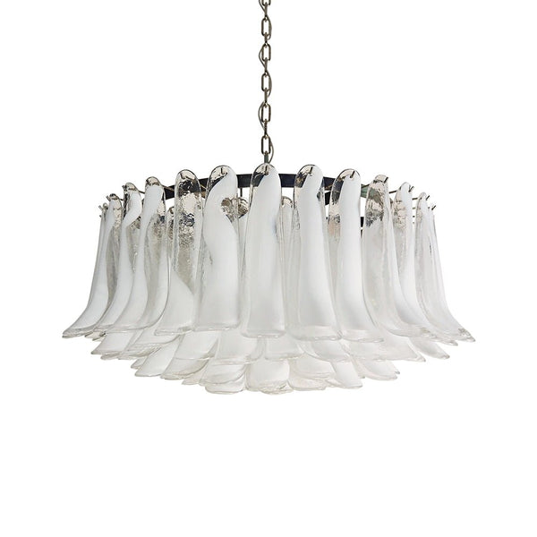 Petals White Glass Chandelier
