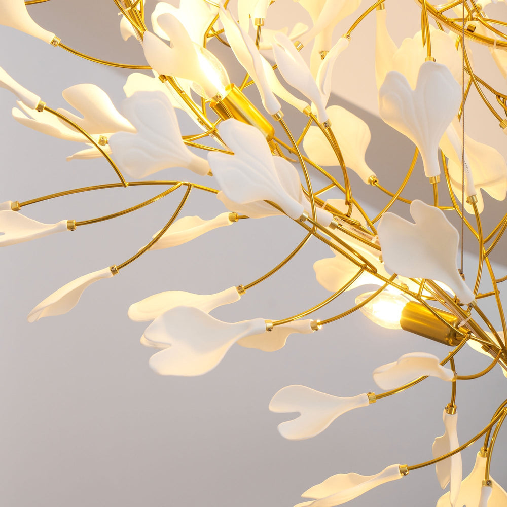 Gingko Leaf Duo Chandelier – Handcrafted Porcelain Statement