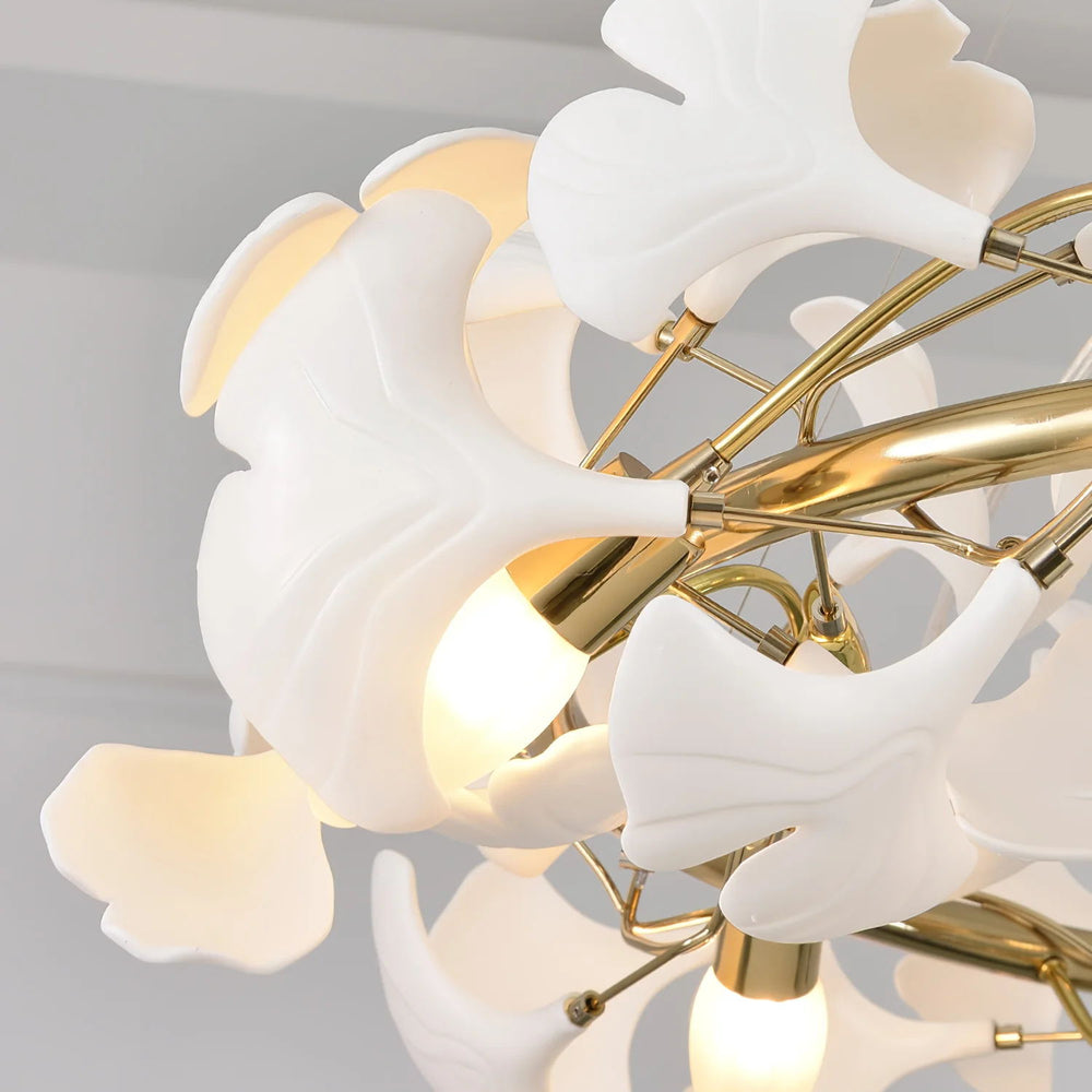 Gingko Leaf Duo Chandelier – Handcrafted Porcelain Statement