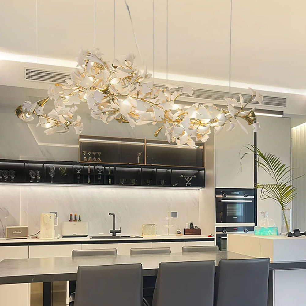 Gingko Leaf Duo Chandelier – Handcrafted Porcelain Statement