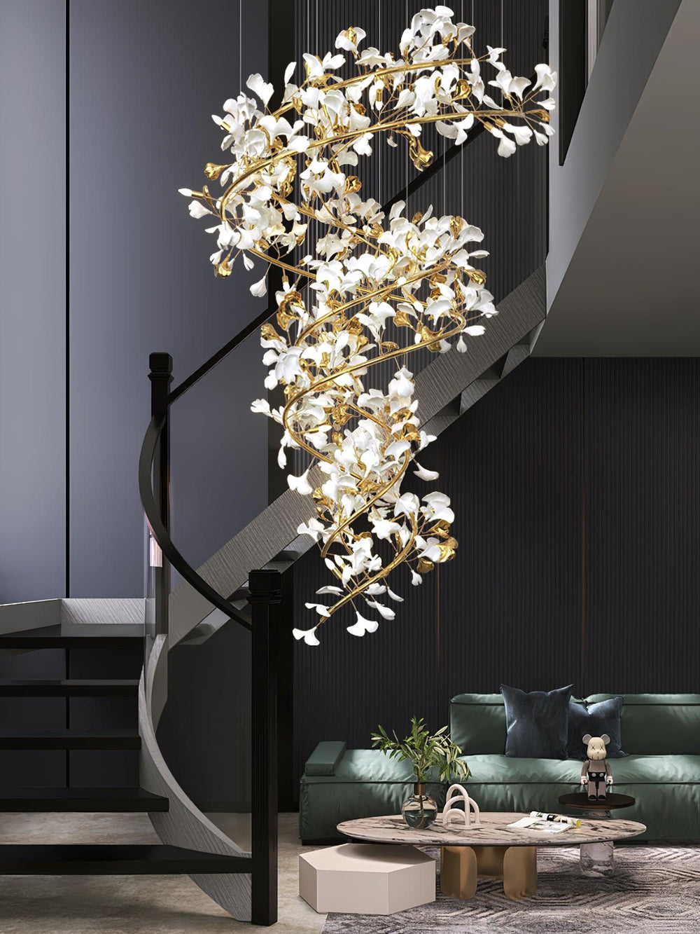 Gingko Spiral Leaf Chandelier