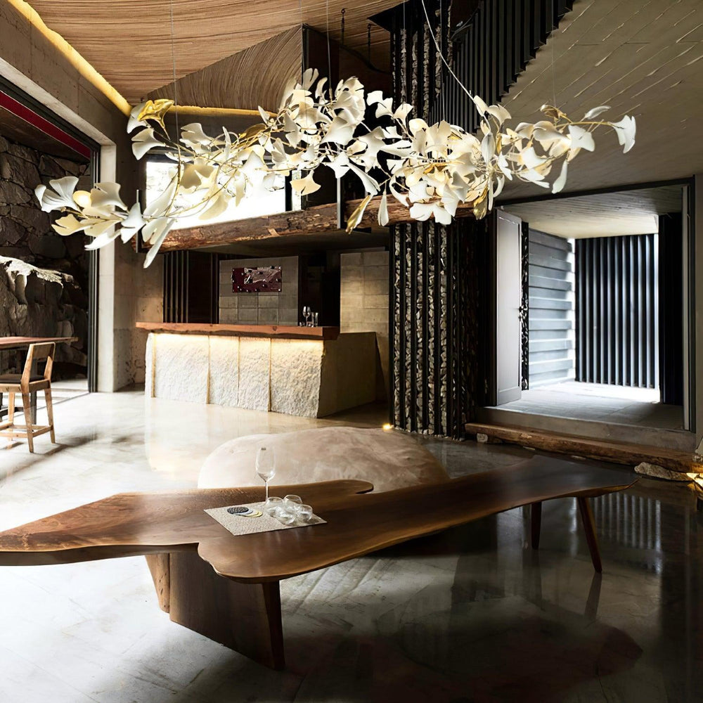 Gingko Leaf Duo Chandelier – Handcrafted Porcelain Statement