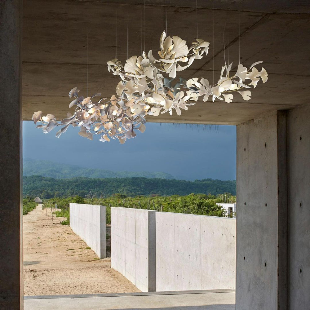 Gingko Leaf Duo Chandelier – Handcrafted Porcelain Statement
