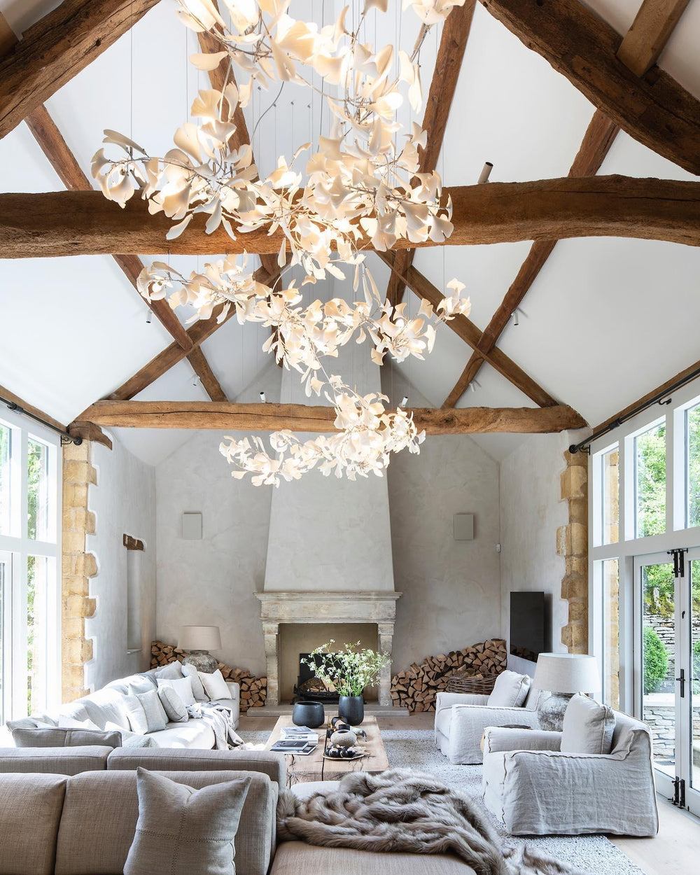 Porcelain Gingko Chandelier