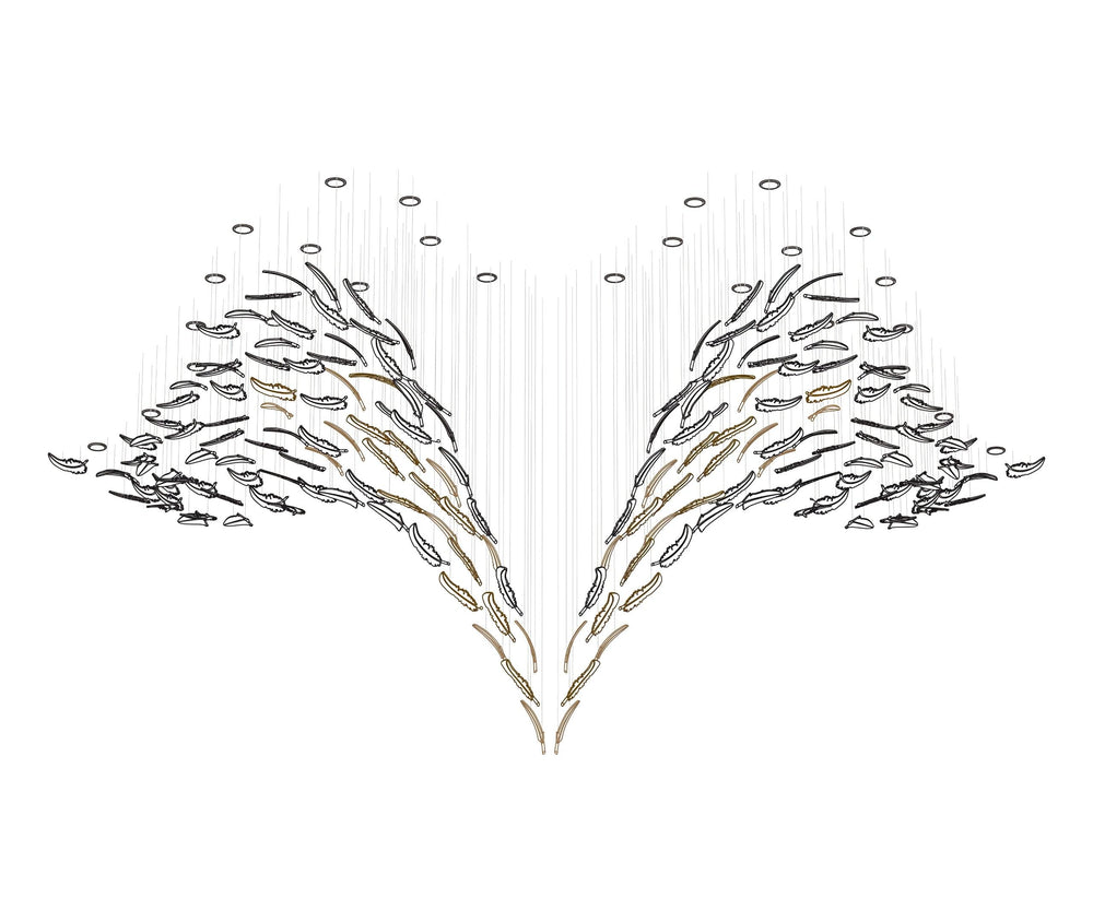 Glass Feathers Flying Chandelier