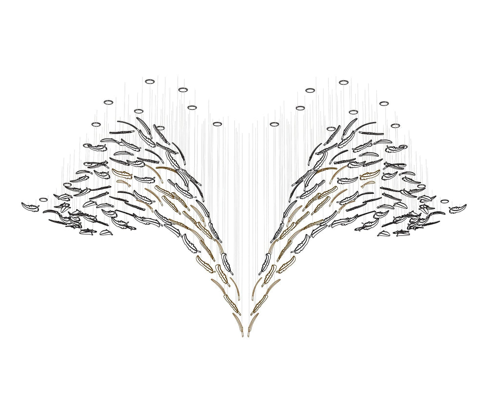 Glass Feathers Flying Chandelier