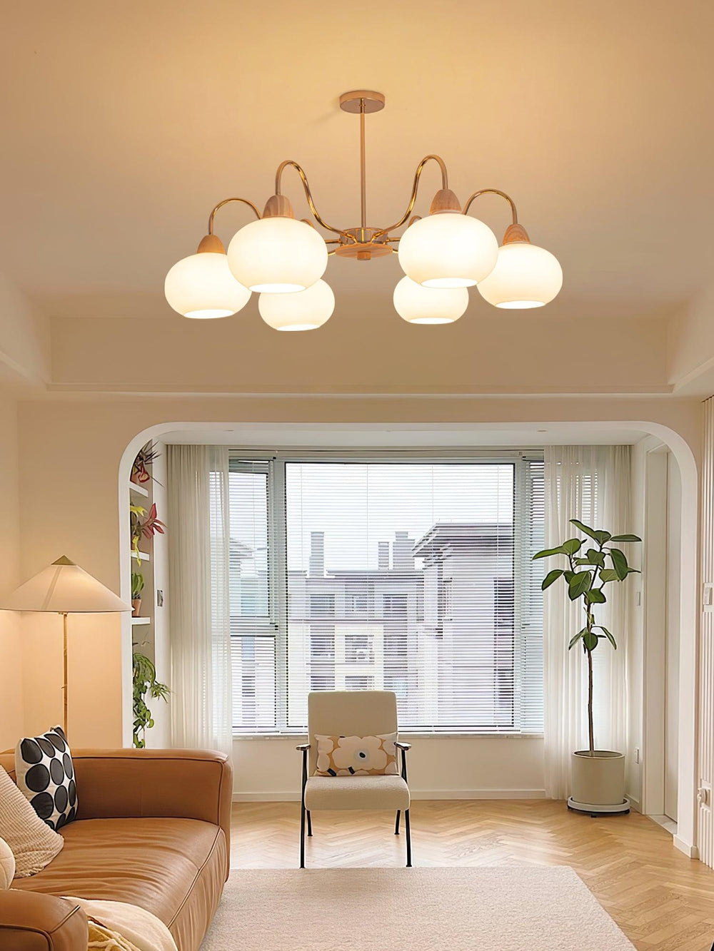 Persimmon Glass Chandelier – Amber Drop Silhouette