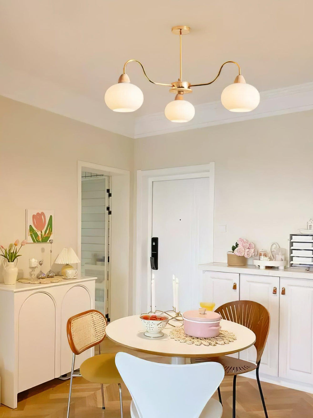 Persimmon Glass Chandelier – Amber Drop Silhouette