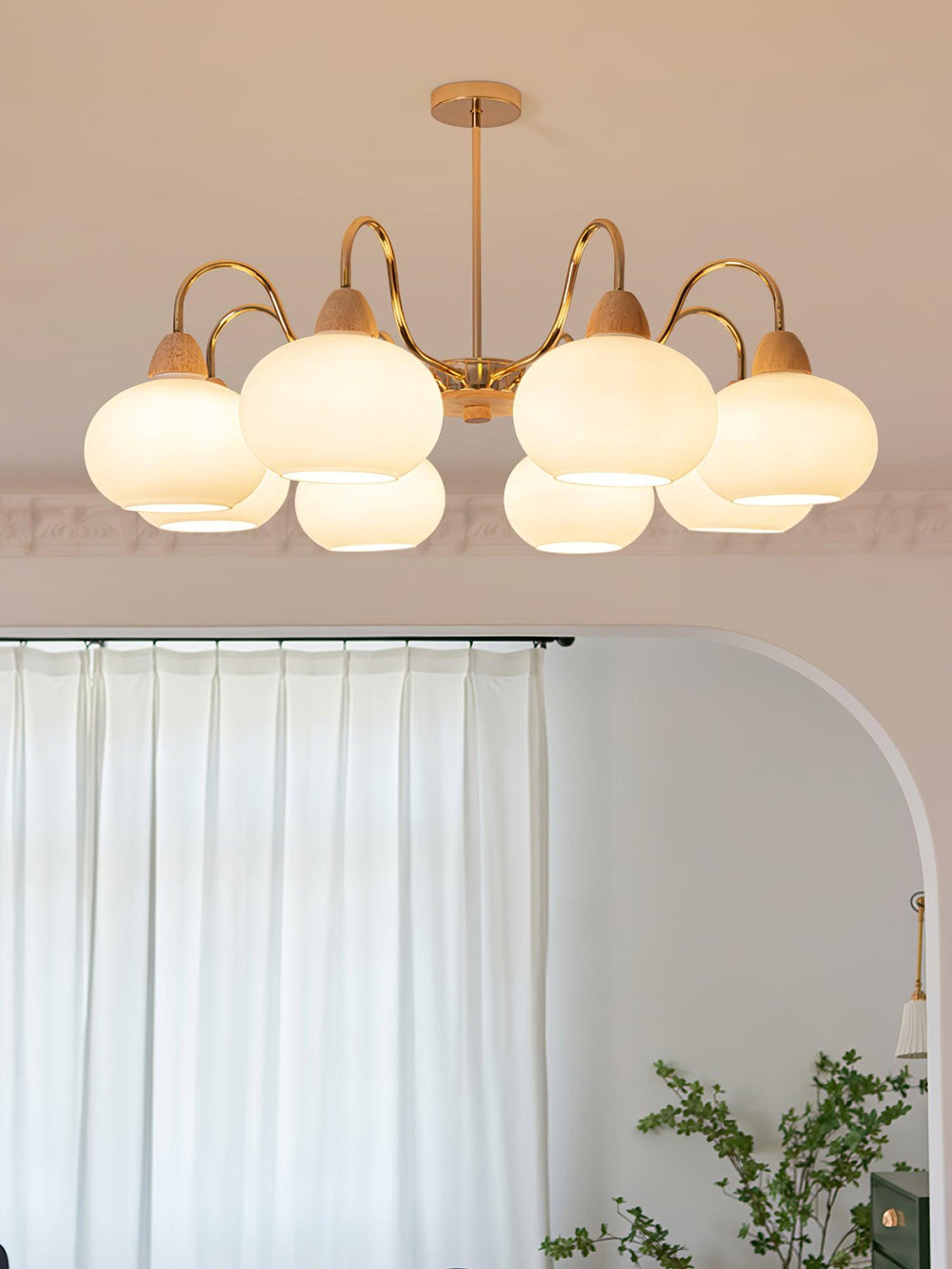 Persimmon Glass Chandelier – Amber Drop Silhouette