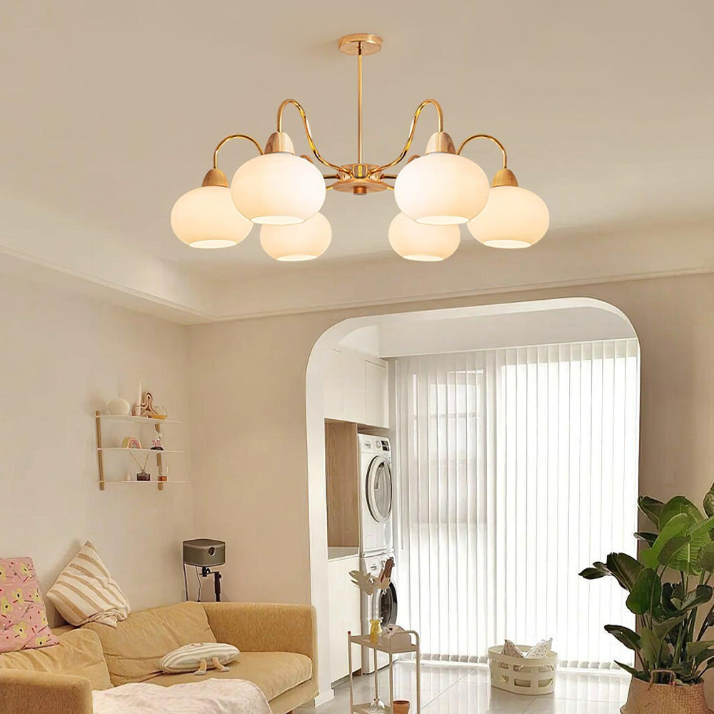 Persimmon Glass Chandelier – Amber Drop Silhouette