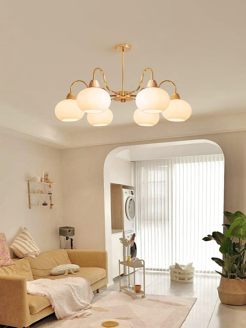 Persimmon Glass Chandelier – Amber Drop Silhouette