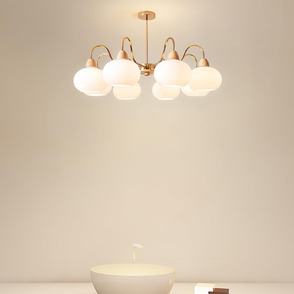 Persimmon Glass Chandelier – Amber Drop Silhouette